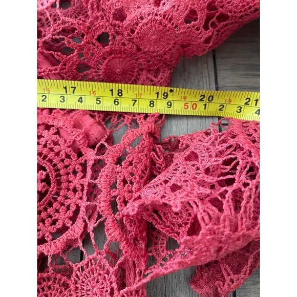 AMERICAN EAGLES OUTFITTER WOMENS BOHO CORAL Crochet LINNED SIZE LARGE LACE DRESS - Picture 7 of 10